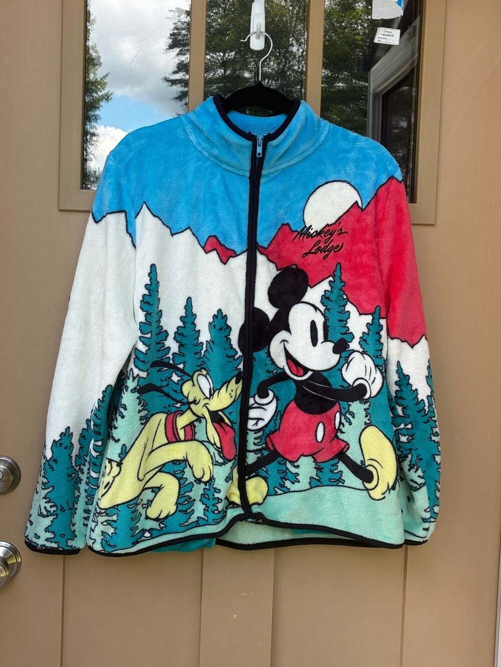 New Disney Sherpa Top Mickey Mouse & Pluto Mickey's Lodge Women's Large